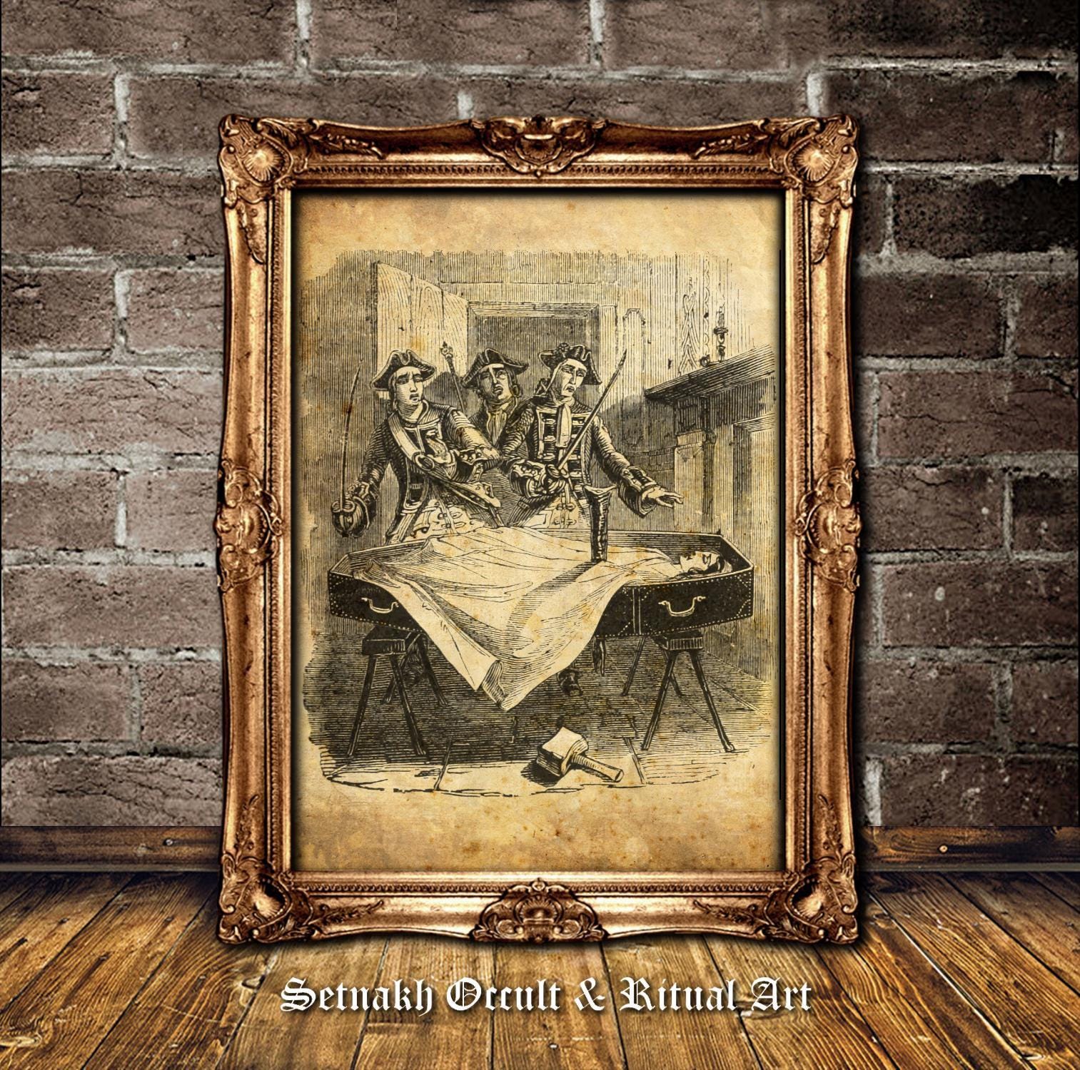 18th CentuDecor, Antique Illustration #DM20ry Vampire Engraving Print - Gothic Horror Art on Handmade Paper or Canvas - Macabre Wall