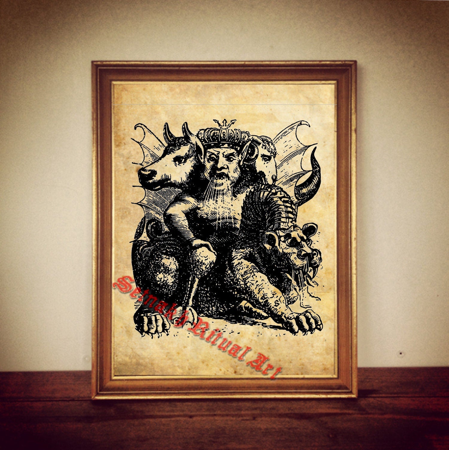 32 Asmoday demon seal print, Goetia sigil poster, Lemegeton demon art, The Lesser Key, occult, ritual, summoning demons canvas #104.32