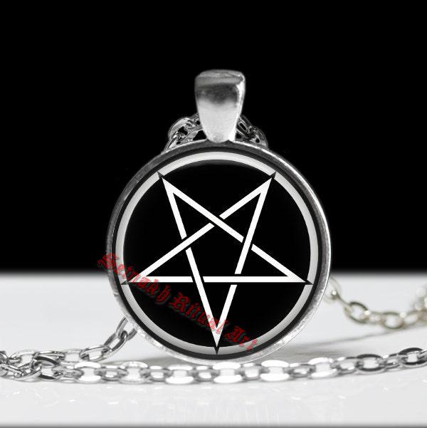 Occult jewelry, Inverted pentagram pendant, Satanic necklace, Devil worshipper talisman, Black mass #105