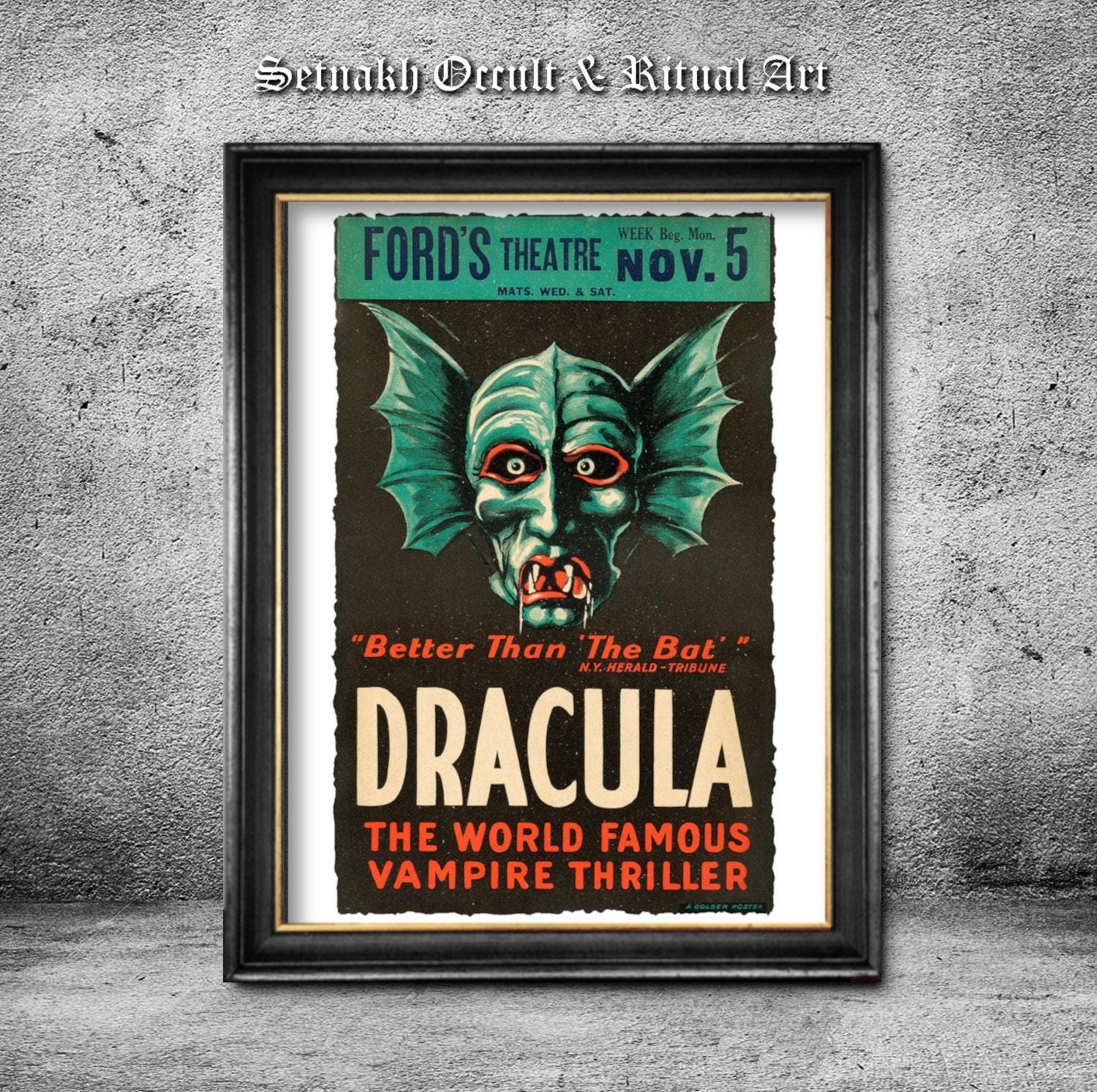 Dracula print, A theater performance poster, Vampire poster, Modern creepy artprint, Vampyre, Transilvanian, gothic decor #BZR3