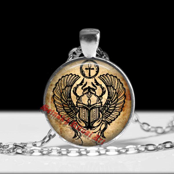 Egyptian necklace, sacred scarab pendant, beetle necklace #159