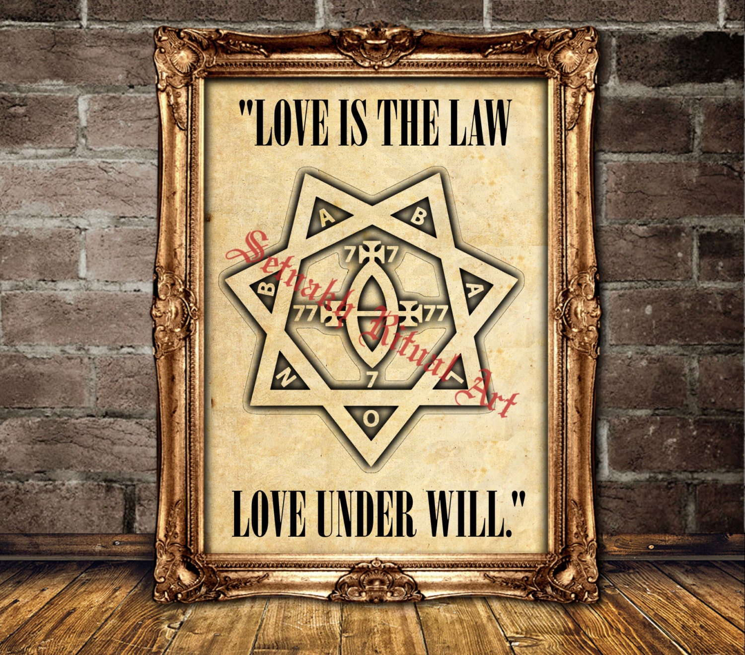 Babalon seal poster, Aleister Crowley print, Occult art, "Love is the Law, Love under Will"  #470