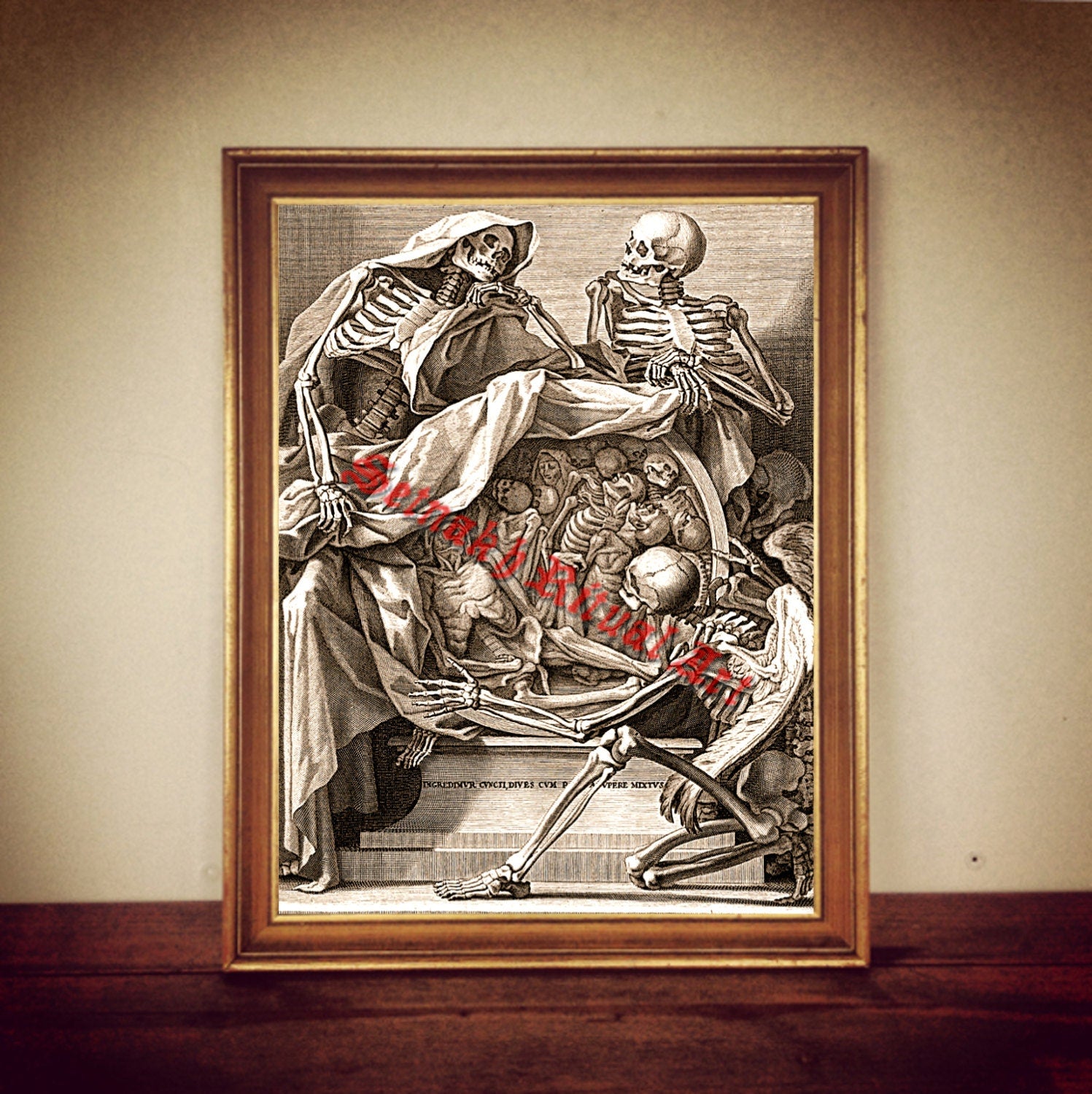 Death print, skeleton illustration, anatomical poster, medical picture, antique, vintage home decor, memento mori, gothic art, gift #298