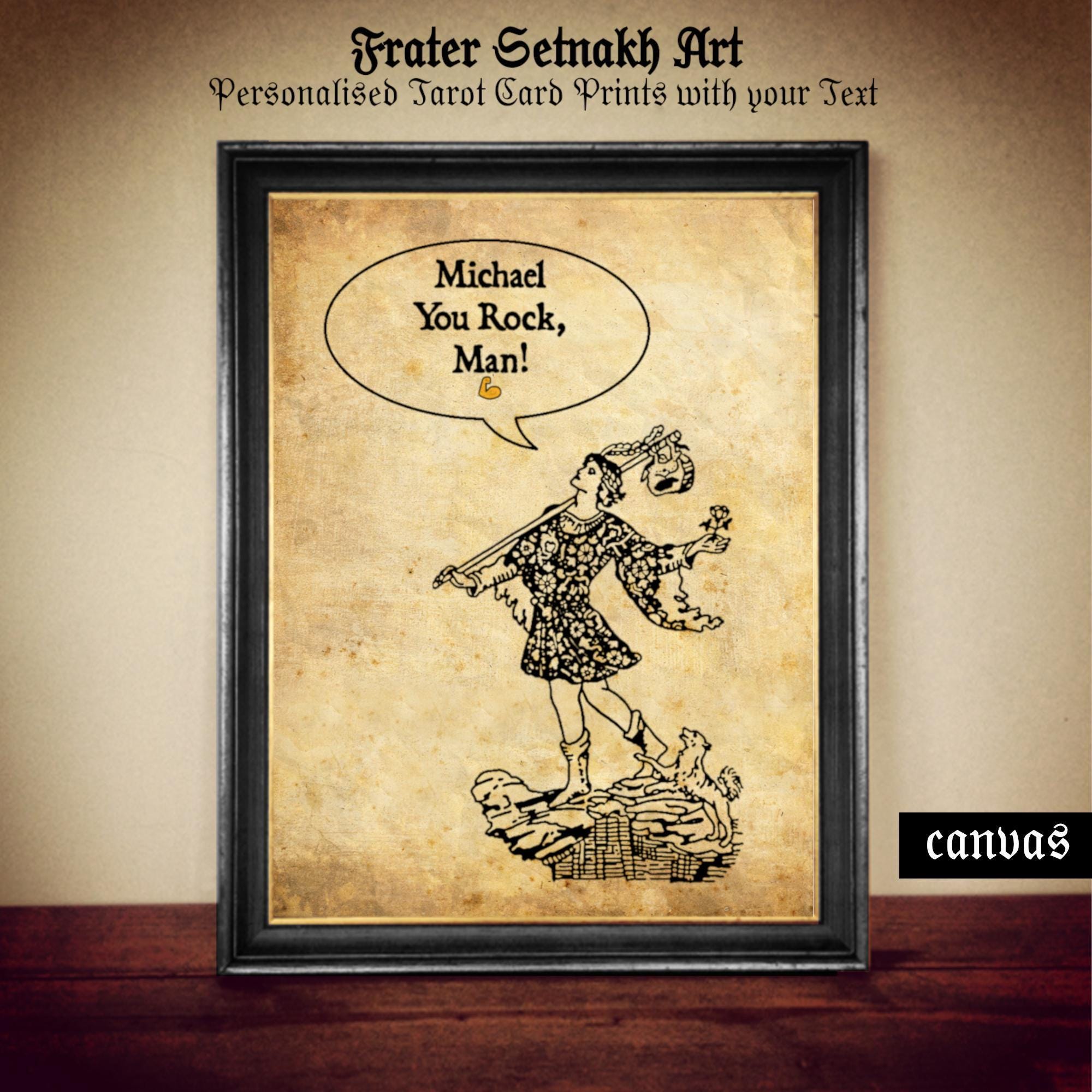 Personalised Fool Tarot Card Print – Custom Tarot Art on Handmade Paper or Canvas – Mystical Esoteric Wall Decor Gift for Witchy Souls #TAR0