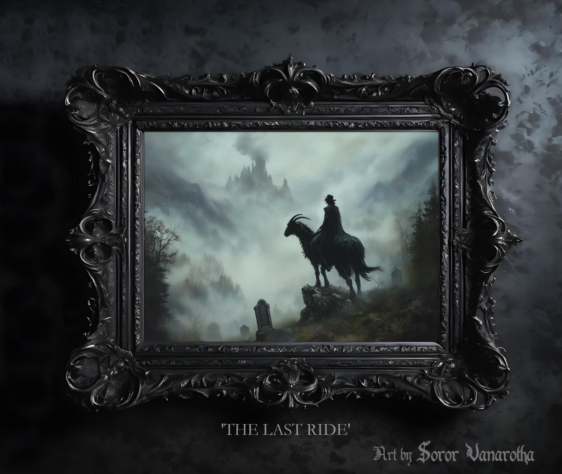 The Last Ride - Witch on a Cart to Dark Castle Print – Gothic Fantasy Art for Dark Decor, Witchcraft Lovers, Eerie Atmospheric Art #SV37