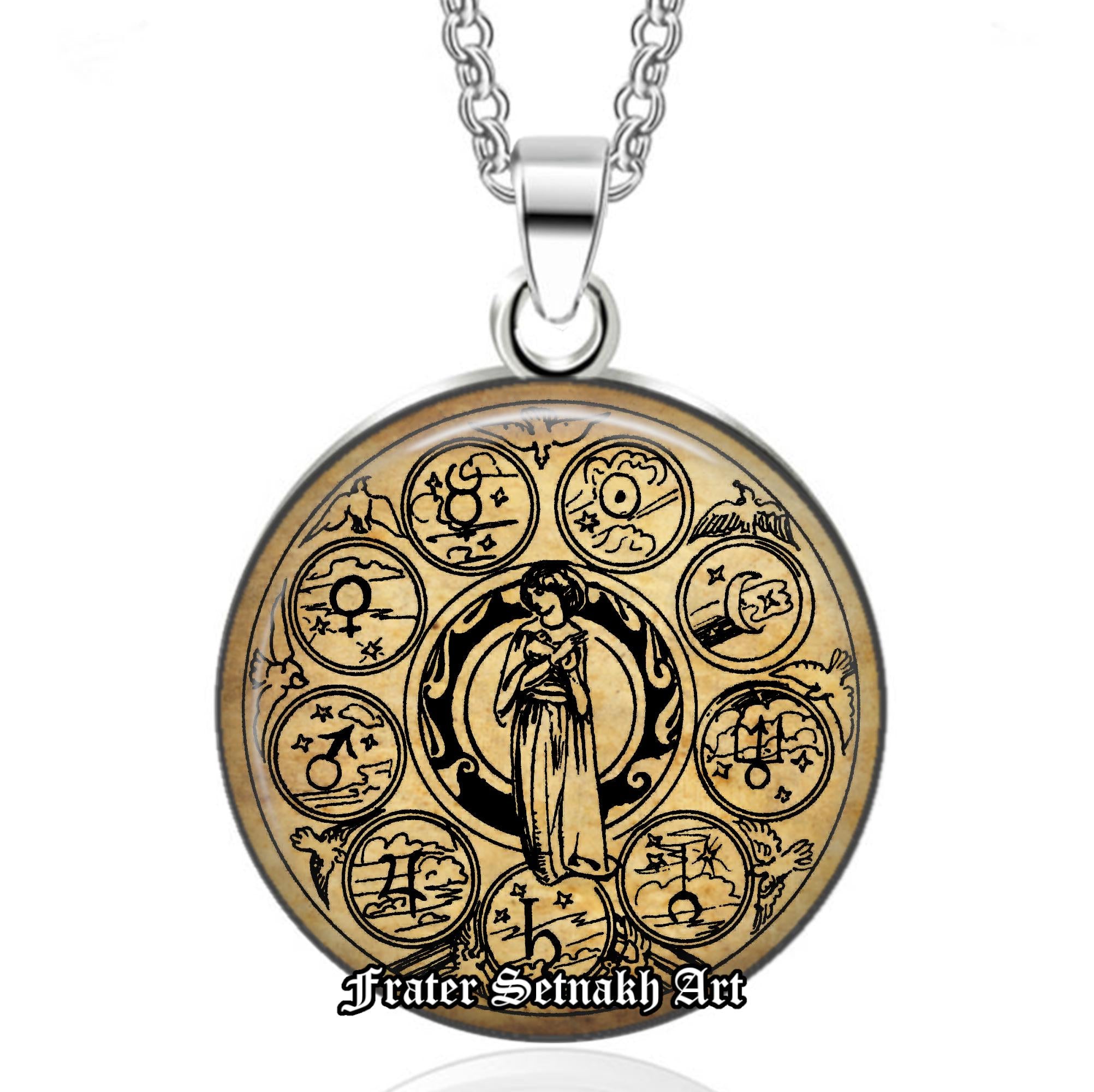 Zodiac Talisman Necklace – Astrological Pendant, Wiccan Jewelry, Occult Amulet, Dante Alighieri Inspired, Witchy Gift #561
