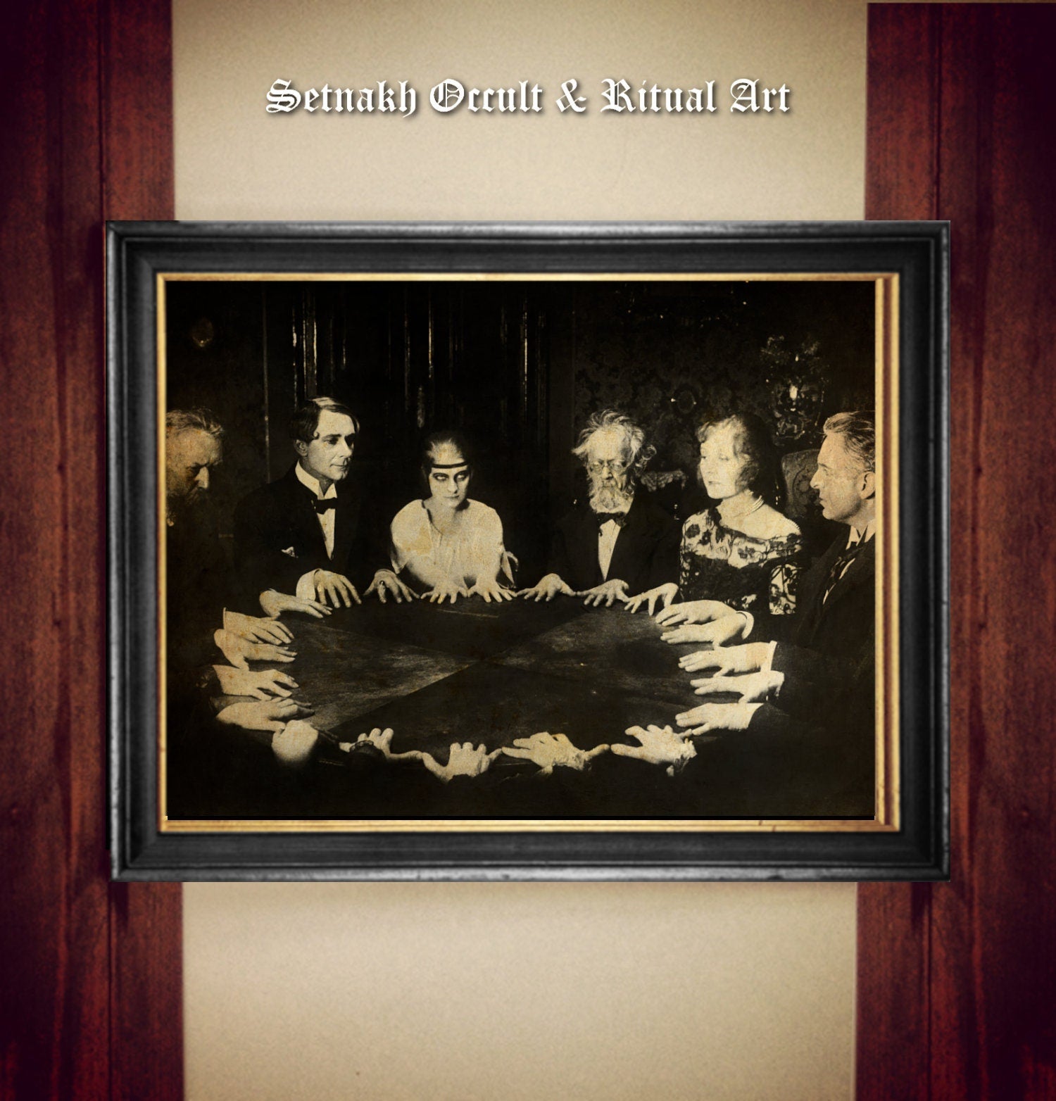 Spiritual séance with Medium print, Spiritualism photograph antique poster, dark art, occult, gothic gift, witch homedecor, witchcraft #VIC2