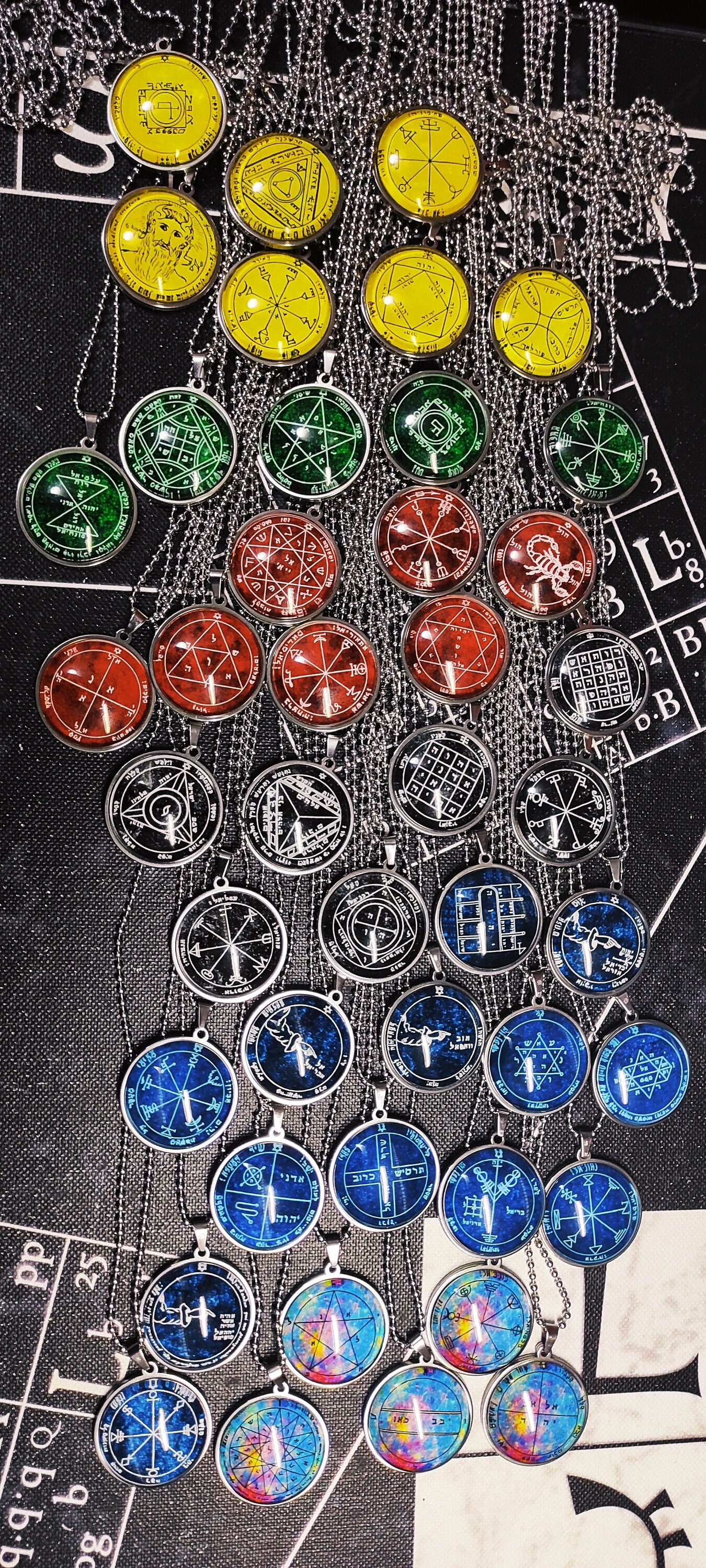 44 King Solomon Pentacles,  Stainless Steel Planetary Talismans, Solomon pendants, magical, ritual, occult necklace, ceremonial magick  #103