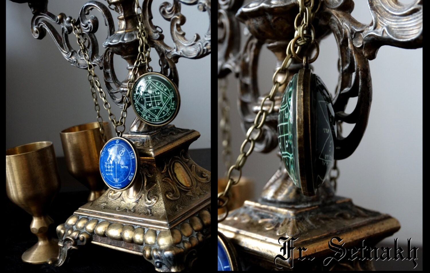 Double pendant with your sigil, symbol or graphic | ritual, altar, magick, sorcery, occultism | talisman, necklace, jewelry, pendant #134