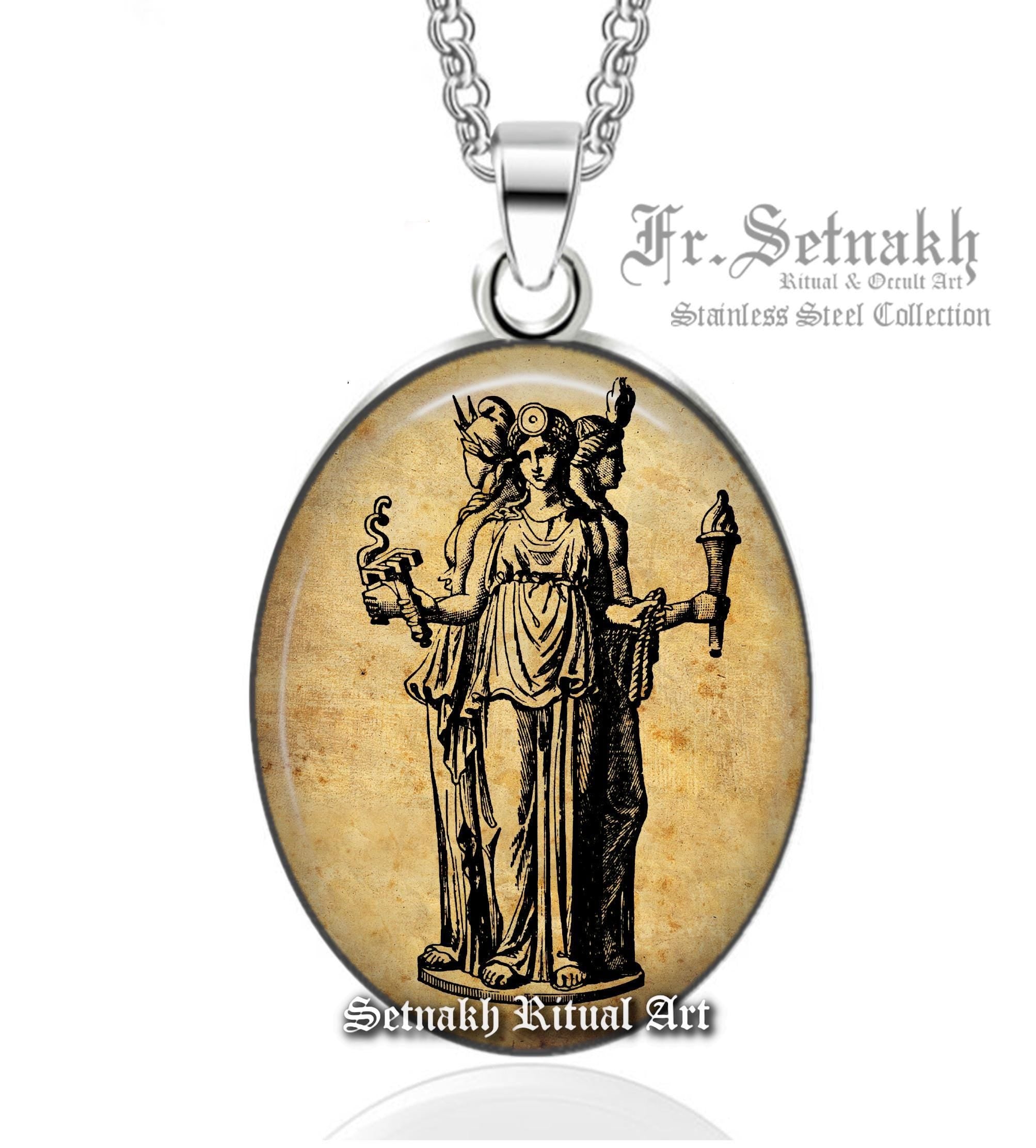 Triple goddess Hecate pendant, the Goddess of Magic, witchcraft, the night, Moon, ghosts and necromancy, sorcery, witch necklace, wicca #WS4