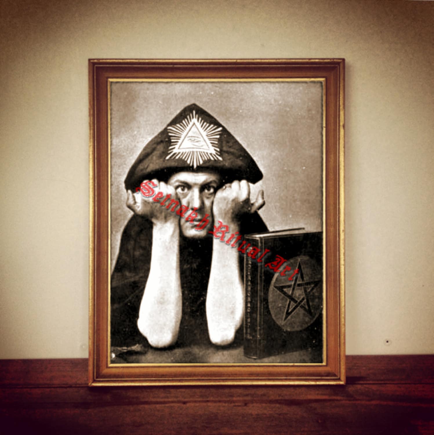 Aleister Crowley portrait, famous occultist print, Thelema magick, Babalon occult art, magic illustration, gothic home decor, witchcraft #37