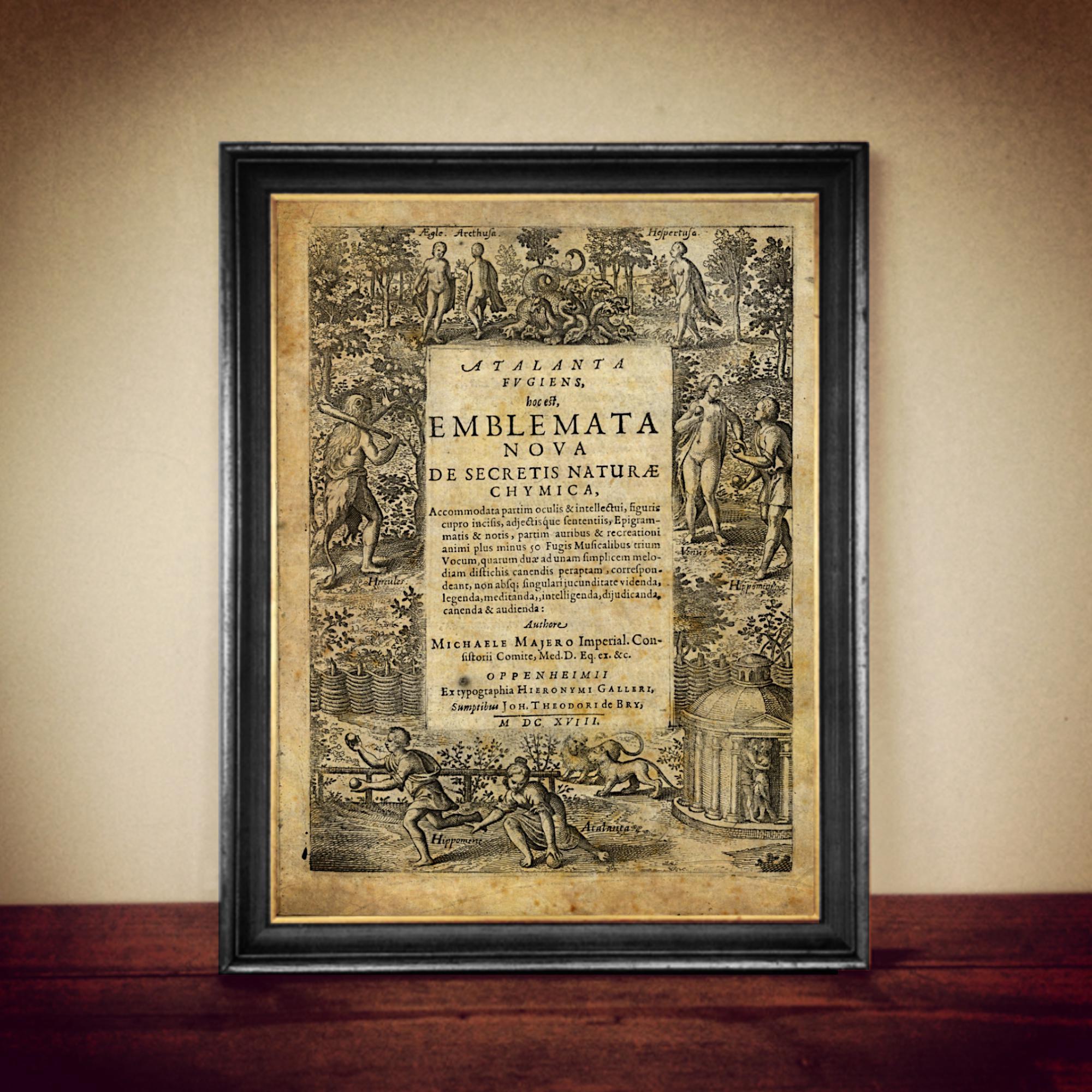 Title Page of 'Atalanta Fugiens' by Michael Maier, 1617 - Alchemy, Rosicrucian, Hermetism Print - Occult Artwork Poster, Esoteric GIft #A26