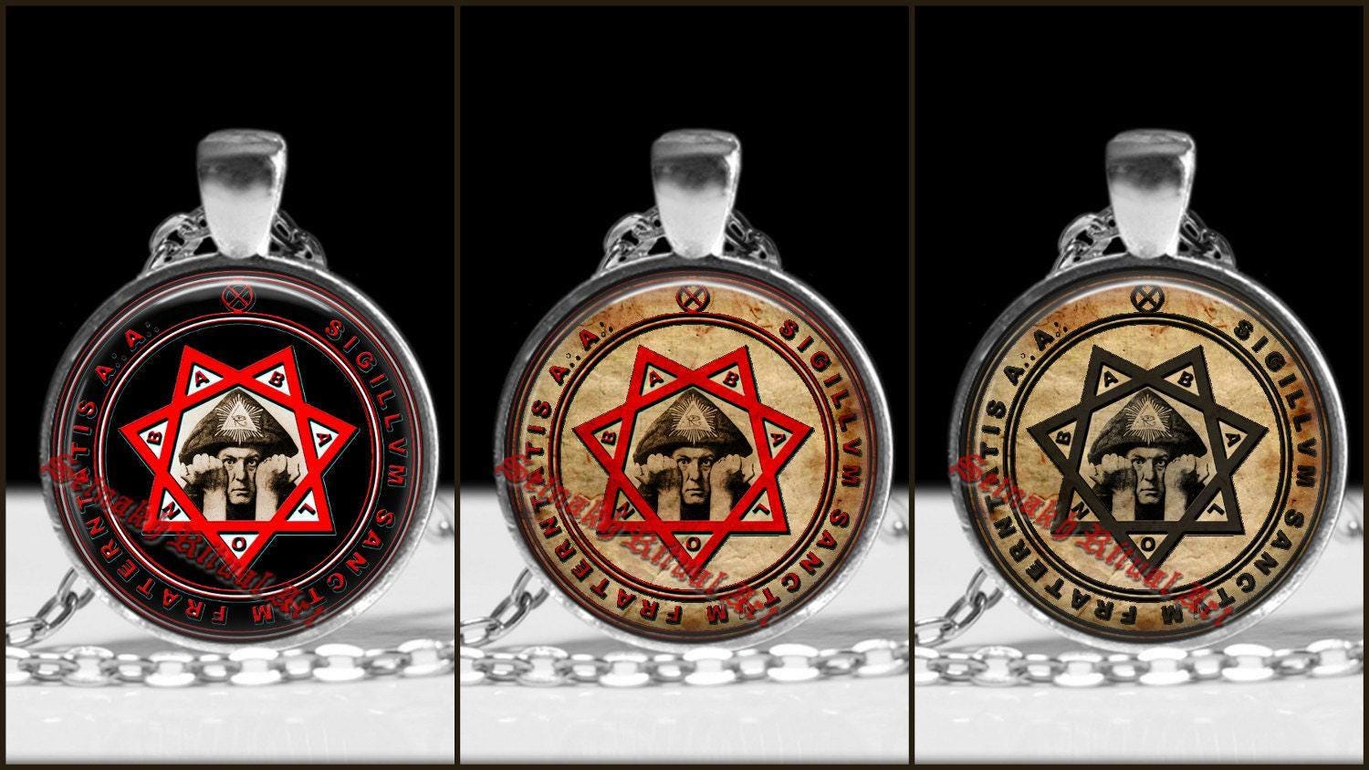 Crowley Seal pendant, Mark of the Beast amulet,  Star of Babalon necklace, Thelemic jewelry #465