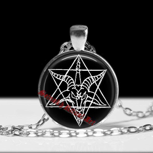 Satanic goat pendant, Star of David necklace, goat of mendes jewelry, occult charm, satanic accessories, black metal fashion #273