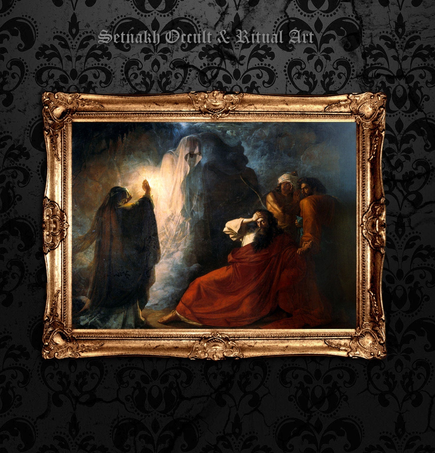The Endorian Sorceress Causes the Shade of Samuel, witchcraft art, wiccan, pagan print witchcraft, dark home decor #W26