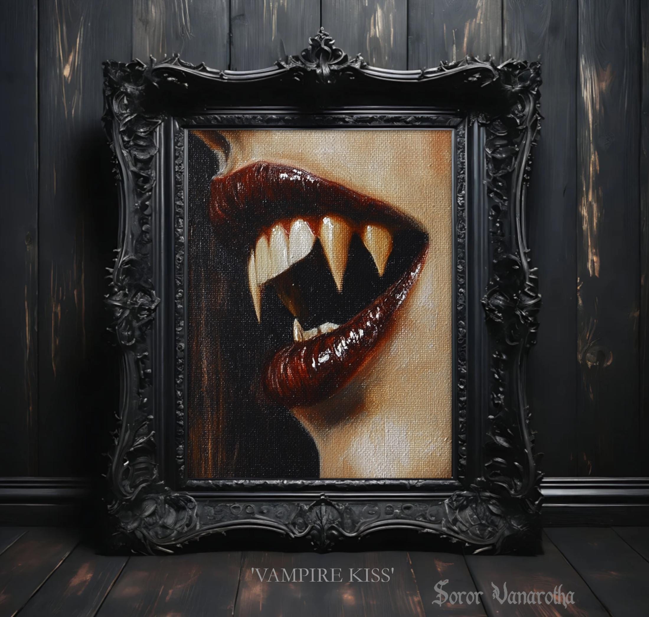 Vampire Fangs - Gothic Home Decor - Bloody Art Print - Witchy Poster, Dark Academia - Fantasy Horror Wall Art for Spooky Lovers #SV42