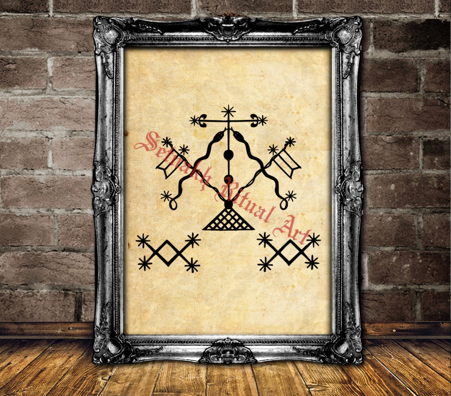 Damballah veve art, altar decor, Voodoo print, magic talisman, Haitian vodou, Damballah sigil, magick, voodoo spirit ritul illustration #121
