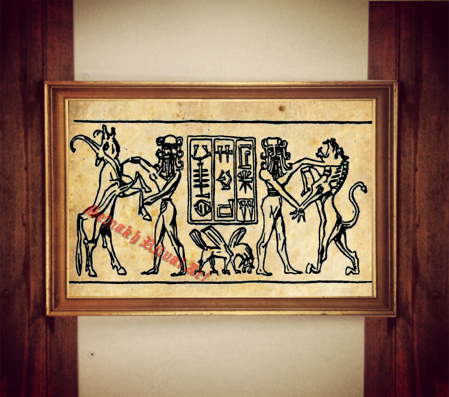 219# Ancient sumerian print, babilonian illustration, Sumerian poster, occult print, antique decor, cabin decor, ancient history,