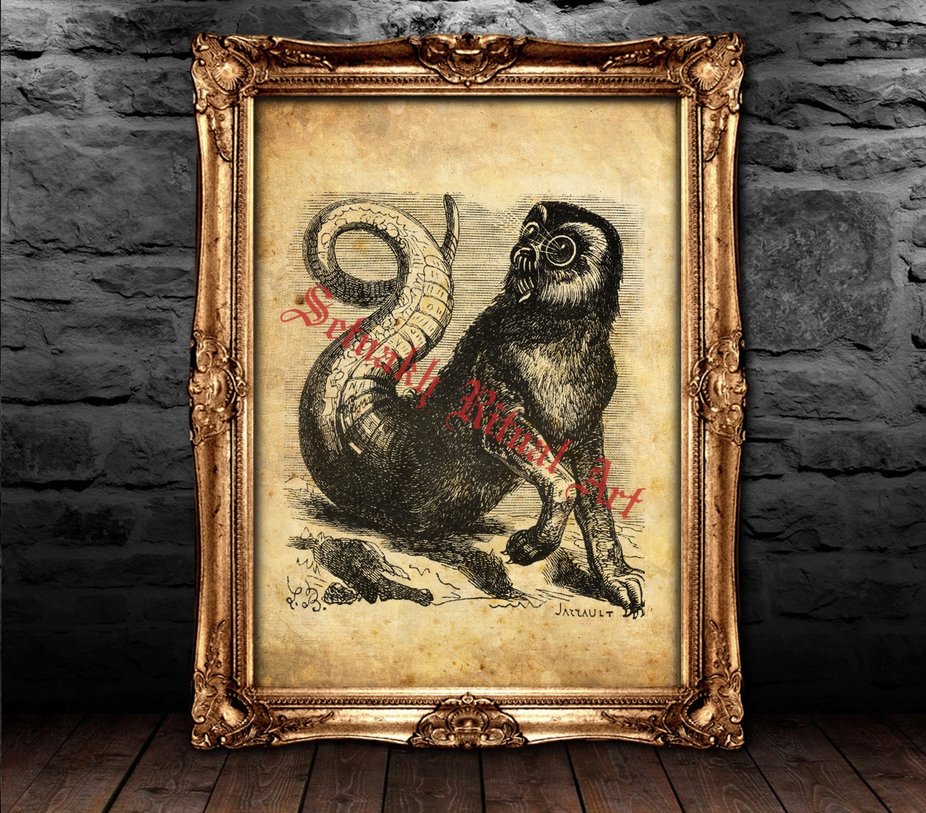 7 AMON demon seal print, Goetia sigil poster, Lemegeton demon art, Lesser Key of Solomon occult ritual cards summoning demons #104.7