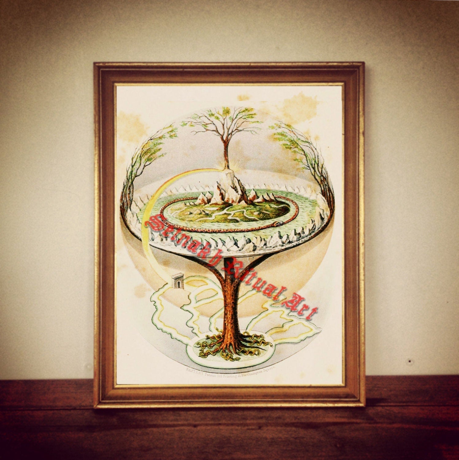 Yggdrasil print, The World Tree illustration, Icelandic manuscript poster, nordic mythology, norse home decor #330