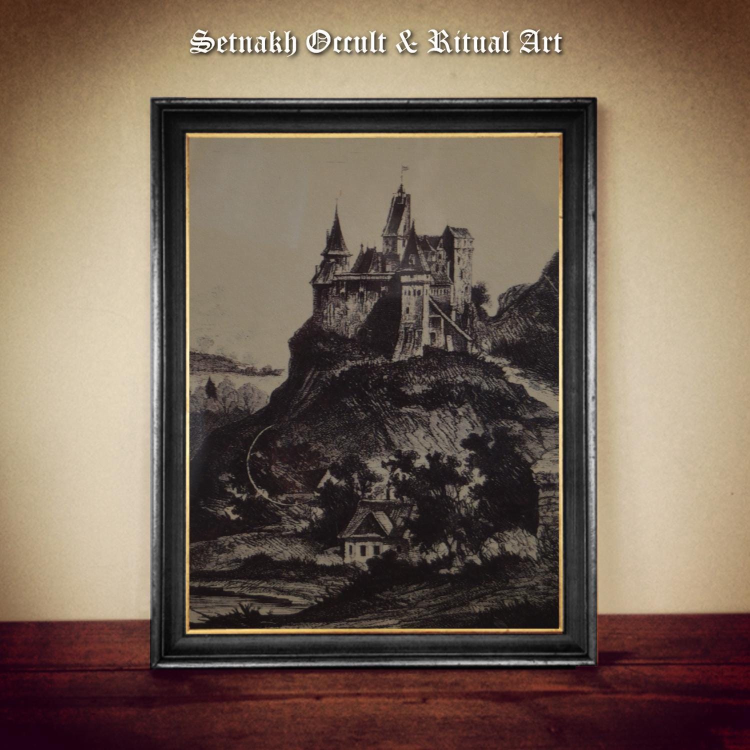 Bran Castle Print - Dracula’s Transylvania Fortress - Gothic Romania Wall Art on Handmade Paper or Canvas - Vintage Horror Decor #DM44