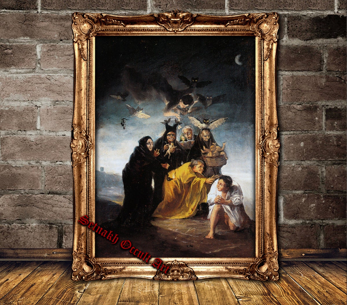 Francisco de Goya, Witches Sabbath, occult print, witchcraft poster, magick, dark art, devil, sorcery, casting spells, black magic  #W5