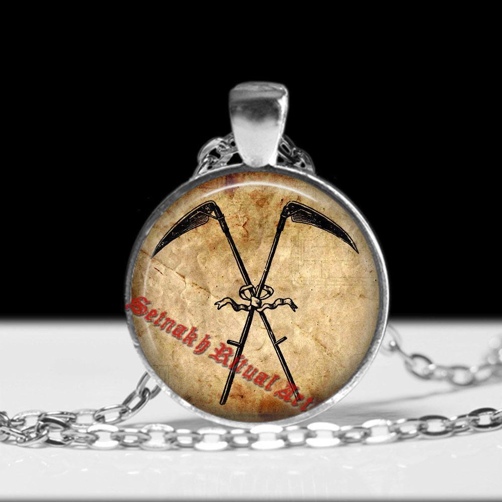 Death Scythe pendant, Reaper necklace, Santa Muerte amulet, Death Reaper, occult, 666, satanism, ritual  talisman, dark sorcery #443
