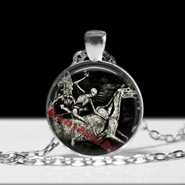 Death on pale horse necklace, skeleton jewelry, skeleton pendant, death pendant, skull necklace, occult pendant, memento mori necklace #244